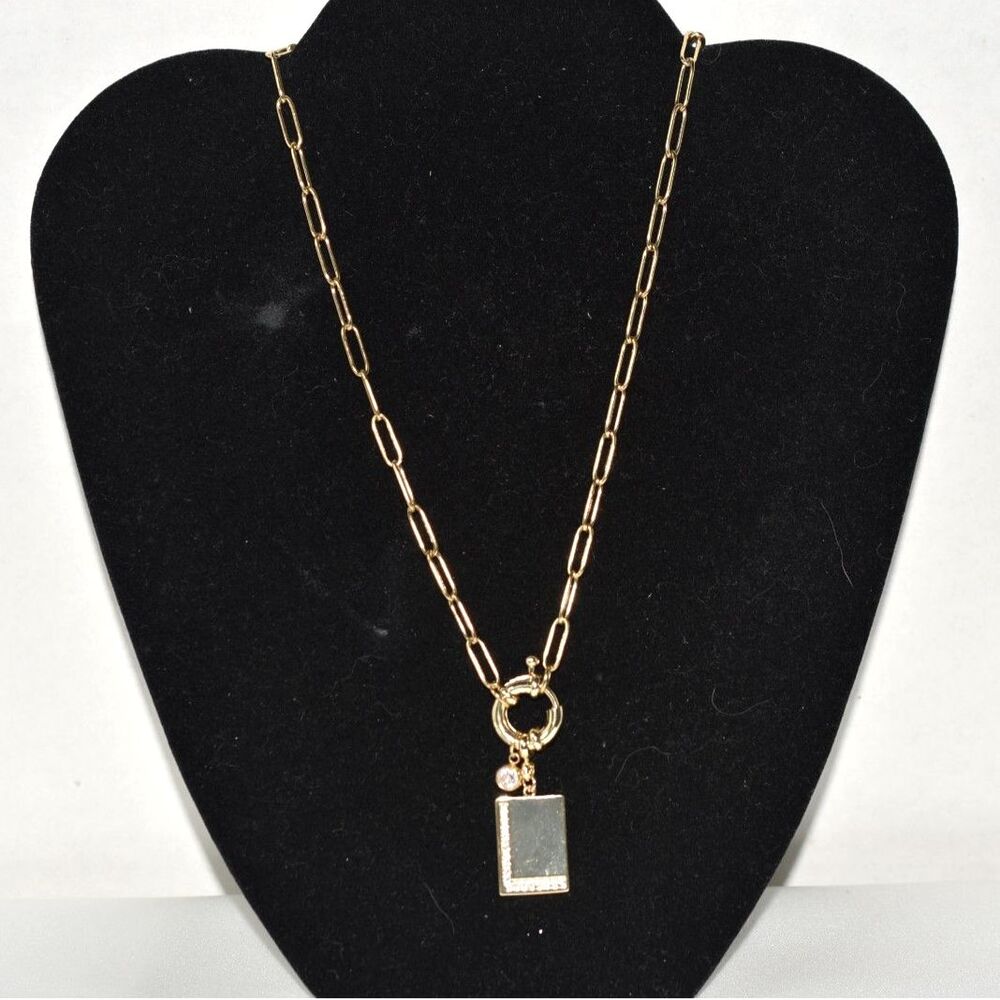 Mint & Lilly Gold Tone 20" Paperclip Chain Rhinestone Initial "L" Y2K Necklace